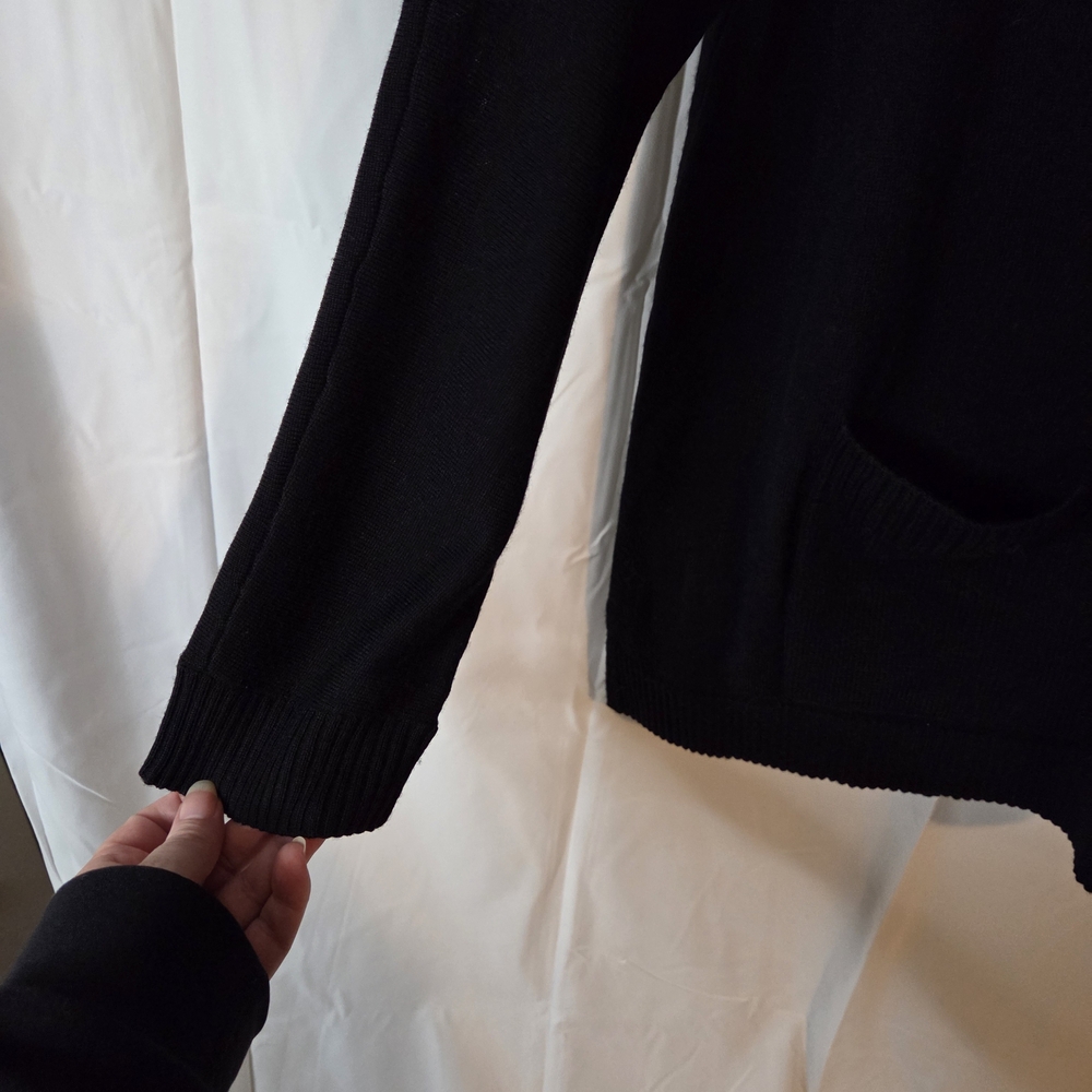 Talbots Elegant Merino Wool Black Cowl Neck Sweater Pockets Size XL - Picture 3 of 9